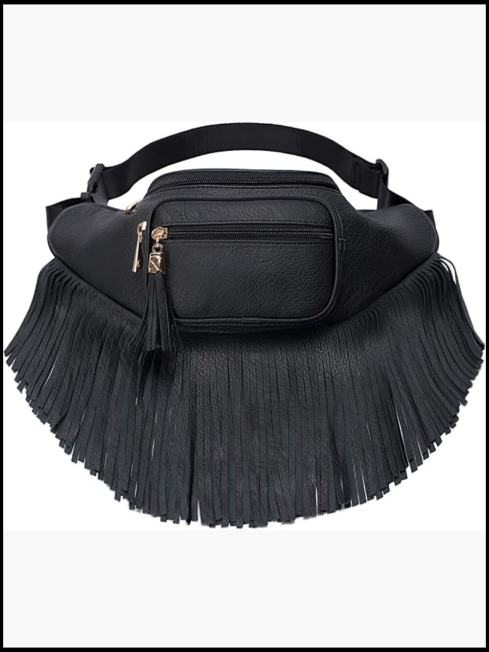 Fringe Waist Bag with Multiple Zipper Pockets Adjustable Strap Travel